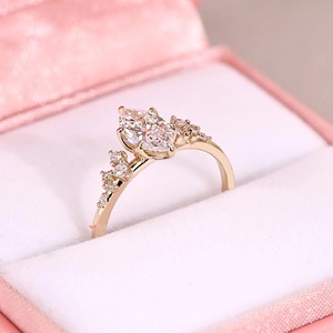 IGI Certified Marquise Cut Lab Grown Diamond Ring, Vintage Engagement Ring Gold, Side Round Diamonds, <b>Personalized</b> Gift - Product Image 4