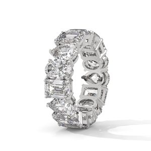 Anillo de Eternidad de Oro Blanco con Siete Piedras, Corte Ovalado, Pera, Baguette, Redondo Brillante, Banda de Diamantes para Mujer - Product Image 2