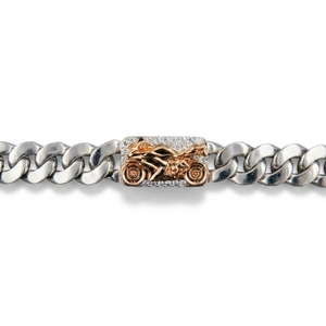IGI Certified 0.28CT Lab-Grown Diamond Minimalist Motorcycle Link <b>Bracelet</b> PT950 Platinum 18K Gold Luxury Men's Jewelry Party - Product Image 2