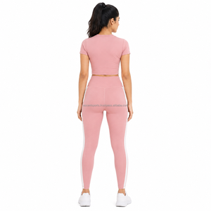 Leggings de sport taille haute pour femme, pantalon de yoga, de gym, de course, de fitness, de compression, d'entraînement, avec bande latérale - Product Image 2