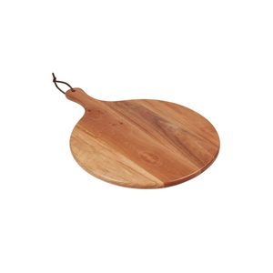 Tabla de cortar redonda de madera de la mejor calidad con asa, tabla para picar, pala para pizza, tabla para queso, bandeja para servir charcutería en venta - Product Image 1