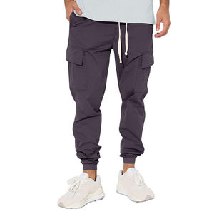 Pantalon cargo décontracté pour homme, respirant, léger, 100% coton, avec cordon de serrage à la taille et plusieurs poches latérales - Product Image 1
