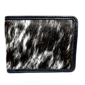 กระเป๋าสตางค์หนังวัวแท้คุณภาพสูงสำหรับผู้ชาย กระเป๋าหนังลายขนสัตว์ กระเป๋าสตางค์แบบพับสองตอน หนังพรีเมียม - Product Image 1