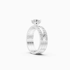 Sustainable Lab Grown Diamond Glamor Double Line Solitaire Engagement Ring | 1.35 Ct In 9K Yellow White And Rose Gold - Product Image 3