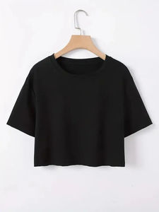 T-shirts décontractés pour femmes en toile respirante, écologiques, imprimés numériquement, en polyester uni teint - Product Image 3