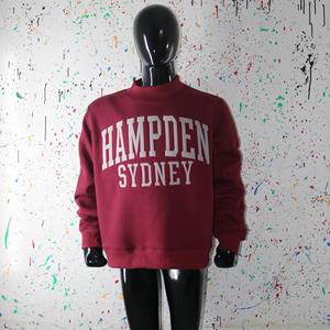 HAMPDEN SYDNEY BROWN <b>Mock</b> <b>Neck</b> Sweatshirt 100% GREY Applique Embroidery wide <b>neck</b> Sweatshirt Finer Threads - Product Image 2
