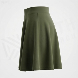 Jupe courte à taille haute pour femmes, coupe évasée, couleur unie, plissée, confortable, tissu en spandex et polyester, à porter en toutes saisons - Product Image 3