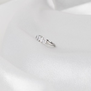 แหวนเพชรทรงรีแบบครึ่งวงรอบ 14K ทองคำแท้ แหวนแต่งงานแบบซ้อนได้ แหวนสัญญาเรียบง่ายสำหรับผู้หญิง - Product Image 5