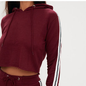 Nouveau design – Sweat à capuche court pour femme, manches longues, polaire, séchage rapide, léger, grandes tailles, motif uni - Product Image 3