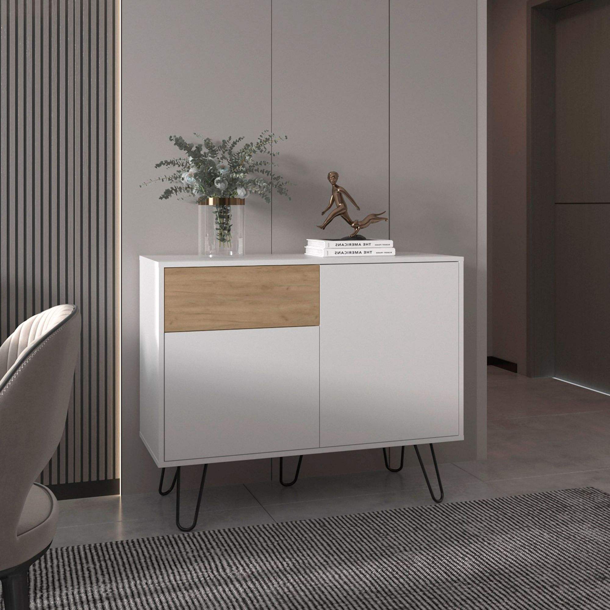 White / Natural Oak Color