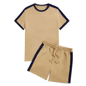 Ensembles décontractés pour hommes : T-shirt à manches courtes en coton et short, ensemble de survêtement uni, vêtements de marque pour hommes, 2 pièces, ensembles de t-shirts pour hommes - Product Image 1