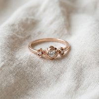 Cincin Pernikahan Pertunangan Ulang Tahun Berlapis Emas Rose dengan Berlian Buatan Bentuk Bunga Bersertifikat IGI Hadiah Mewah untuk Wanita