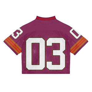 Maillot de football américain rétro de haute qualité, impression par sublimation, maillot court en mesh luxueux, respirant et ample. - Product Image 6