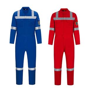 Combinaison de travail réfléchissante en coton/polyester imperméable à manches longues, respirante, antistatique, pour la construction - Product Image 1