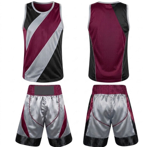Ensemble de veste et short de boxe 100% polyester, uniformes de boxe unisexes, vente en gros, uniformes de kick-boxing personnalisés, unis - Product Image 1