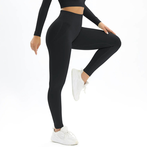 Leggings Deportivos de Cintura Alta sin Costuras para Mujer, Transpirables, de Secado Rápido, con Cierre de Cordón, Control de Abdomen, Sexy, de Spandex/Poliéster - Product Image 1