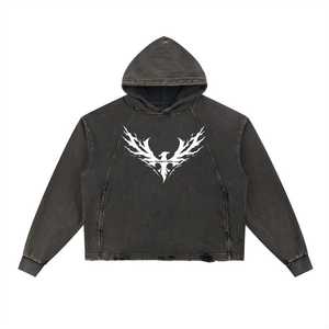 Sweat à capuche oversize bleu clair pour homme en coton molletonné avec logo imprimé sur le devant, style streetwear décontracté pour l'automne - Product Image 5