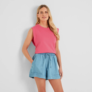 Camiseta sin mangas de algodón de alta calidad con estampado personalizado para mujer, estilo corto, con efecto desgastado y rotos, camiseta gráfica sin mangas para mujer - Product Image 1