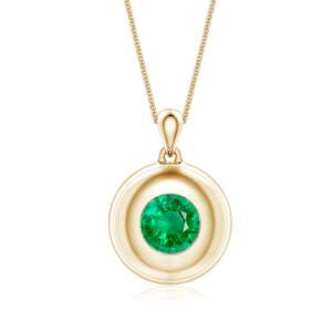 2026 Top Selling Fine Jewelry IGI Certified Pendant 14K Gold Round Cut 9MM 2.5C Green Emerald <b>Men</b>’s Medallion Pendant With Chain - Product Image 1