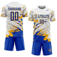 Maillot de football personnalisé avec nom d'équipe imprimé par transfert thermique, respirant, séchage rapide, 100 % polyester, broderie 3D, fusion sans couture, manches courtes