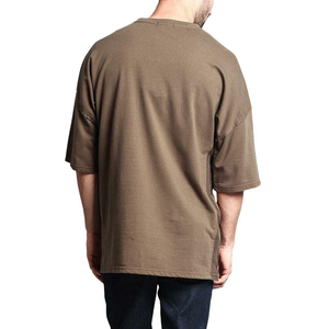 T-shirt décontracté pour homme, vert olive, coupe classique, manches courtes, col rond, 100 % coton jersey, séchage rapide, respirant, écologique - Product Image 4