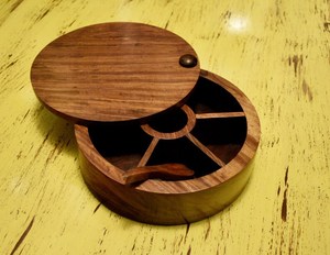 Handcrafted Wooden Round Masala Dabba Spice <b>Box</b> with Spoon-Leak Proof Dust Resistant Eco-Friendly Durable Dishwasher Safe - Product Image 6