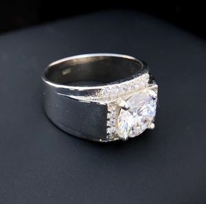 Moissanite <b>Mens</b> Engagement <b>Ring</b> 925 Sterling <b>Silver</b> 14K Gold Plated Classic Wedding Band Diamond Alternative Luxury Jewelry - Product Image 4