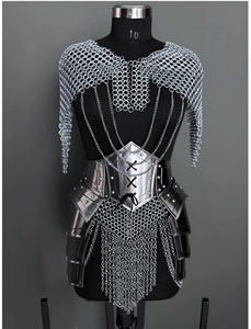 Conjunto de Armadura de Malla de Acero para Mujer, Plateado, Estilo Antiguo y Moderno, para Disfraces de Cosplay y Bodas Medievales - Product Image 1
