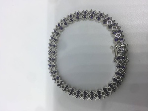 Vintage Blue Black Sapphire Tennis <b>Bracelet</b> 925 Sterling Silver <b>Gemstone</b> <b>Bracelet</b> Elegant Jewelry Gift - Product Image 2