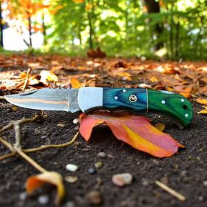 Cuchillo de caza con hoja dentada, mango verde, acero con alto contenido de carbono, grosor de 0.6 mm, cuchillo de camping, cuchillos plegables de bolsillo - Product Image 3