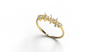 Anillo de Diamantes Marquise de Oro de 18K de Lujo, Banda de Corona en Zigzag, Anillo Apilable Tipo Tiara, Anillo de Novia, Anillo de Eternidad para Mujer - Product Image 2