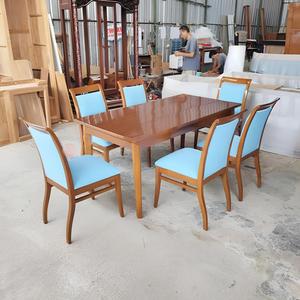Modern Eco-Friendly Wooden Farmhouse Dining Room Set Rectangular Table and Upholstered <b>Chairs</b> for Restaurant Hotel Dining Area - Product Image 5