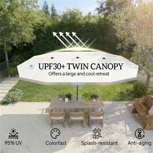 Ombrellone da Esterno Bianco Crema per Terrazzo e Cortile, Senza Base - Product Image 2