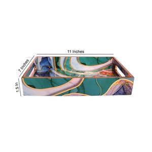 Bandeja de Servir de Madera con Diseño Meena Impreso, Hecha a Mano, Duradera y Ecológica, Diseño Decorativo Indio Meenakari para el Hogar y Hoteles - Product Image 4