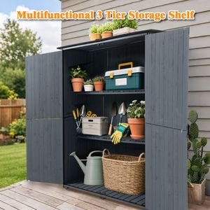 Armadio da Esterno 55.1"L X 29.1"W X 68.9"H, Casetta da Giardino con Struttura in Metallo per Cortile, Patio o Prato - Product Image 6