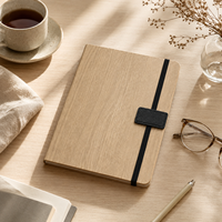 Carnet en cuir à grain de bois naturel LABON A5, pages vierges professionnelles, pour logo personnalisé, esthétique écologique, minimaliste, pour le bureau