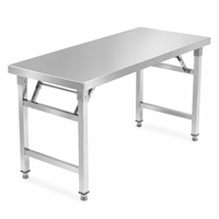 Table de travail pliante en acier inoxydable de qualité commerciale, table de préparation de cuisine robuste avec pieds réglables pour restaurant