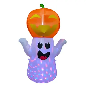1.5m Halloween Decoration Inflatable Pumpkin Ghost With Magic Color Led Lights For Outdoor Holiday Yard Inflatable Decorations