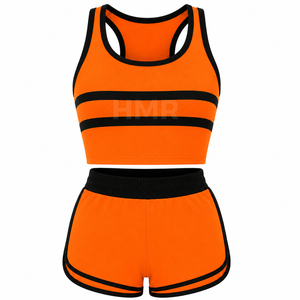 Ensemble sportif rayé orange HMR Sorority Sisterhood, haut court et short, coupe régulière, respirant, tricoté, sportif - Product Image 5