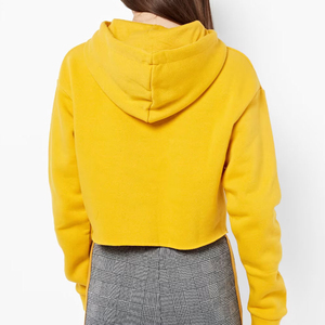 Sudadera con Capucha Amarilla para Mujer, Manga Larga, Tejido de Punto, Color Sólido, Corta, Transpirable, para Otoño - Product Image 3