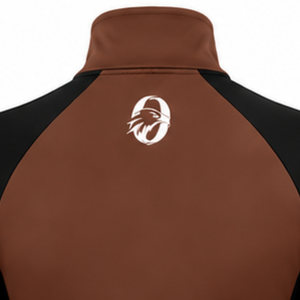 Women Chocolate Brown Black Quarter Zip Long Sleeve Athletic Training <b>Top</b> <b>Thumbhole</b> Slim Fit Running Gym Workout Sportswear - Product Image 6
