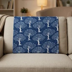 Pop Art Look Indigo Mulberry Trees Hand Block Print Dress Fabric Modern Soft Cotton Cortina Cojín Vestido y muchas más manualidades - Product Image 1