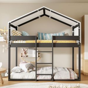 Letto a Castello in Legno per Bambini con Tenda, Modello Espresso Twin Over Twin, SKU Vecchio LT000708AAP - Product Image 2