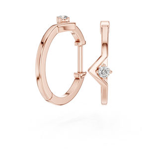 Boucles d'oreilles en or blanc 14 carats avec diamants ronds pour femmes |   Bijoux de mariée |   Nouveau diamant cultivé - Product Image 5