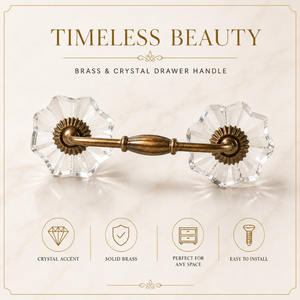 Luxury <b>Crystal</b> Flower Brass Drawer Handle Decorative Cabinet Pull Premium Furniture Hardware for Wardrobes Drawers and Dressers - Product Image 5