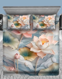 Juego de Sábanas de Microfibra con Estampado Floral 7D de Calidad Premium, Sábanas Planas con Fundas de Almohada, Tamaño Personalizado, Fábrica OEM - Product Image 1