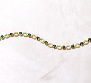 Pulsera de Cadena con Eslabones y Circonita Verde de 5mm, Chapada en Oro de 18K sobre Plata 925, Joyería Fina para Mujer, Uso Diario, Regalo - Product Image 3