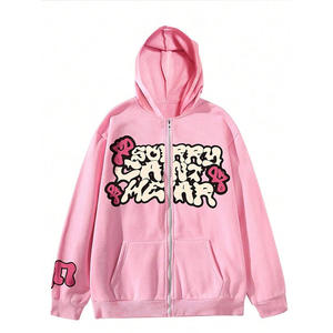 Vente en gros de sweats à capuche pour hommes 100% coton, fermeture éclair intégrale, logo personnalisé, couleurs personnalisables, polaire respirante 370g, hiver - Product Image 2
