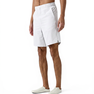 Pantalones Cortos Bermuda de Algodón de Color Sólido para Hombre, Cintura Elástica, Detalle de Cremallera Informal, Largo Medio - Product Image 4