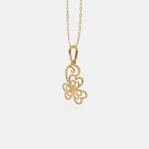 Yellow <b>Gold</b> Floral <b>Infinity</b> Swirl Lab Grown Diamond Pendant <b>Necklace</b> - Product Image 4